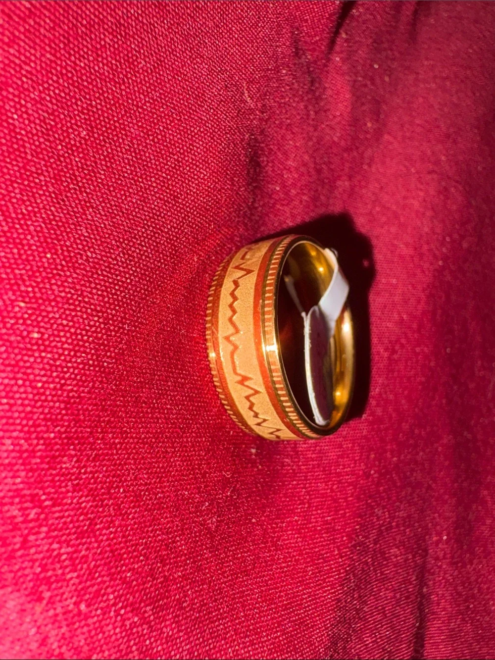 Gold-Tone Textured Women's Band Ring - Size 19
